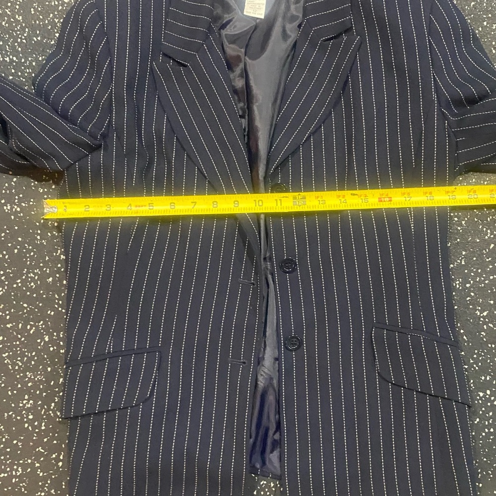 Petite Sophisticate Black and White Blazer with Pinstripe Pattern - Picture 5 of 5